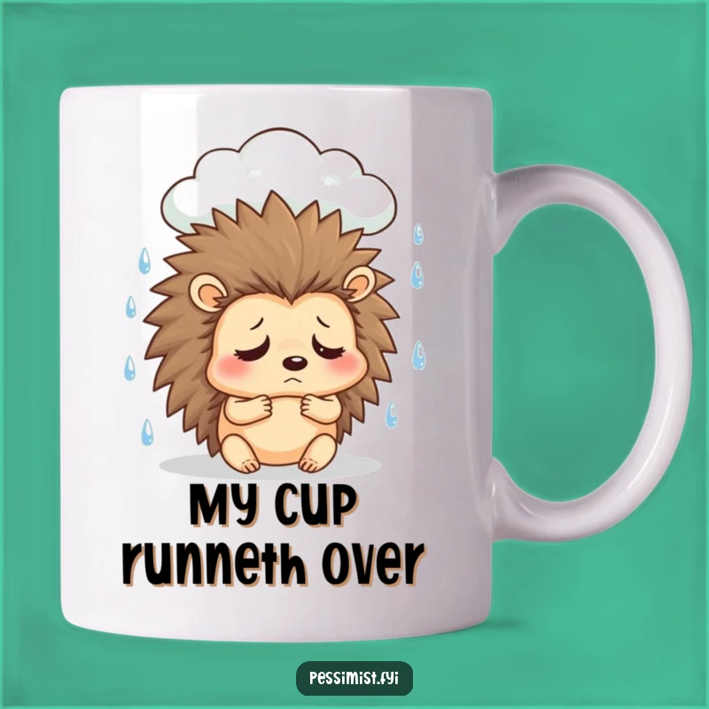 Funny Sad Hedgehog Rain Cloud Mug - Hilarious Gift for Gloomy Days
