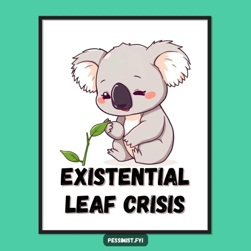 Funny Koala Leaf Art Print - Instant Eco-Humorous Decor for Walls