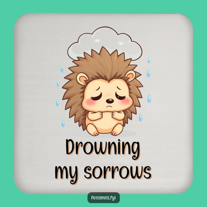 Funny Sad Hedgehog Coasters - Protect Surfaces with Moody Humor