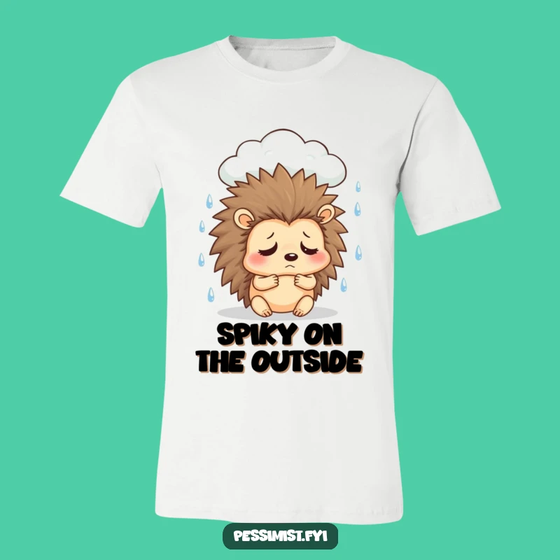 Funny Sad Hedgehog T-Shirt - Relatable Rain Cloud Humor Gift